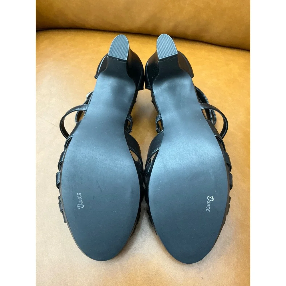 Easy Street Crissa Sandals Womens 8.5W Black Strappy Dress Heels 31-9721